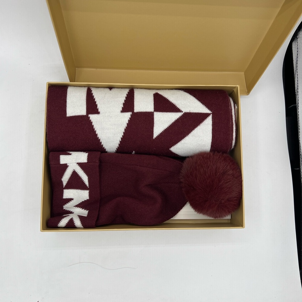 Michael Kors Burgundy and White Hat